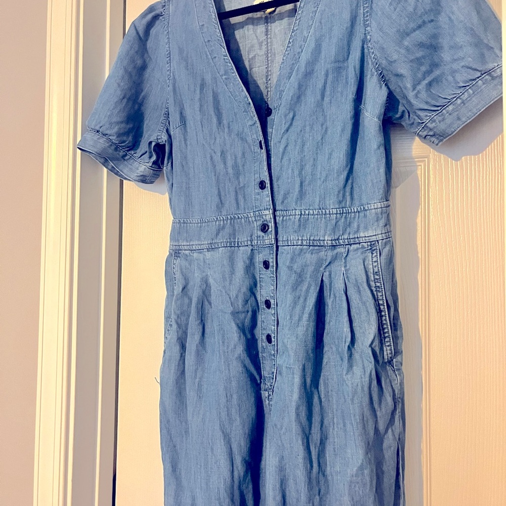 Madewell Denim Puff-Sleeve Button-Front Jumpsuit - Picture 5 of 8